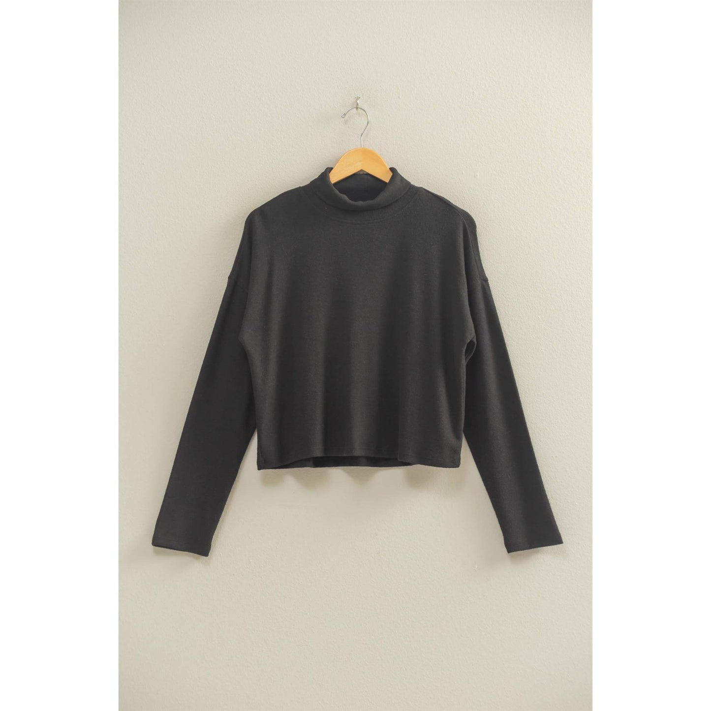 Soft Mock Neck Long Sleeve Top | Relaxed Fit Essential Layer