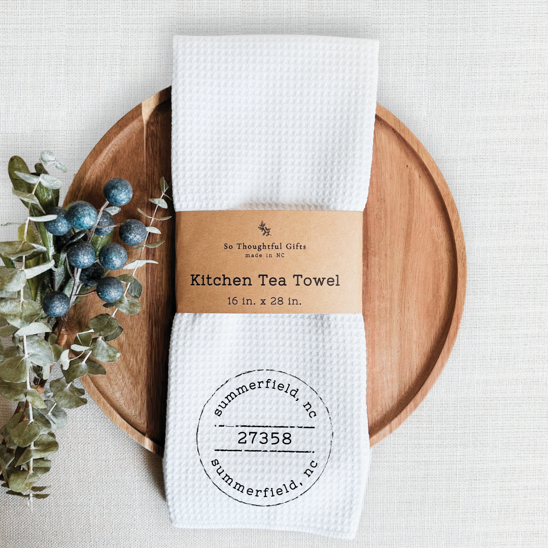 Custom Vintage Stamp Local Dish Towel | Kitchen Towel