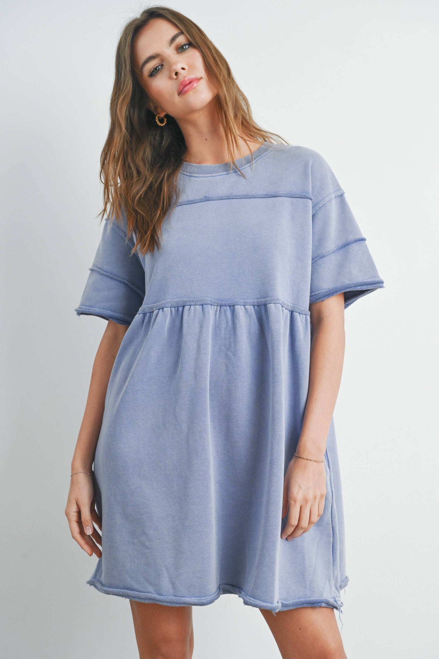 Washed French Terry Short Sleeve Dress