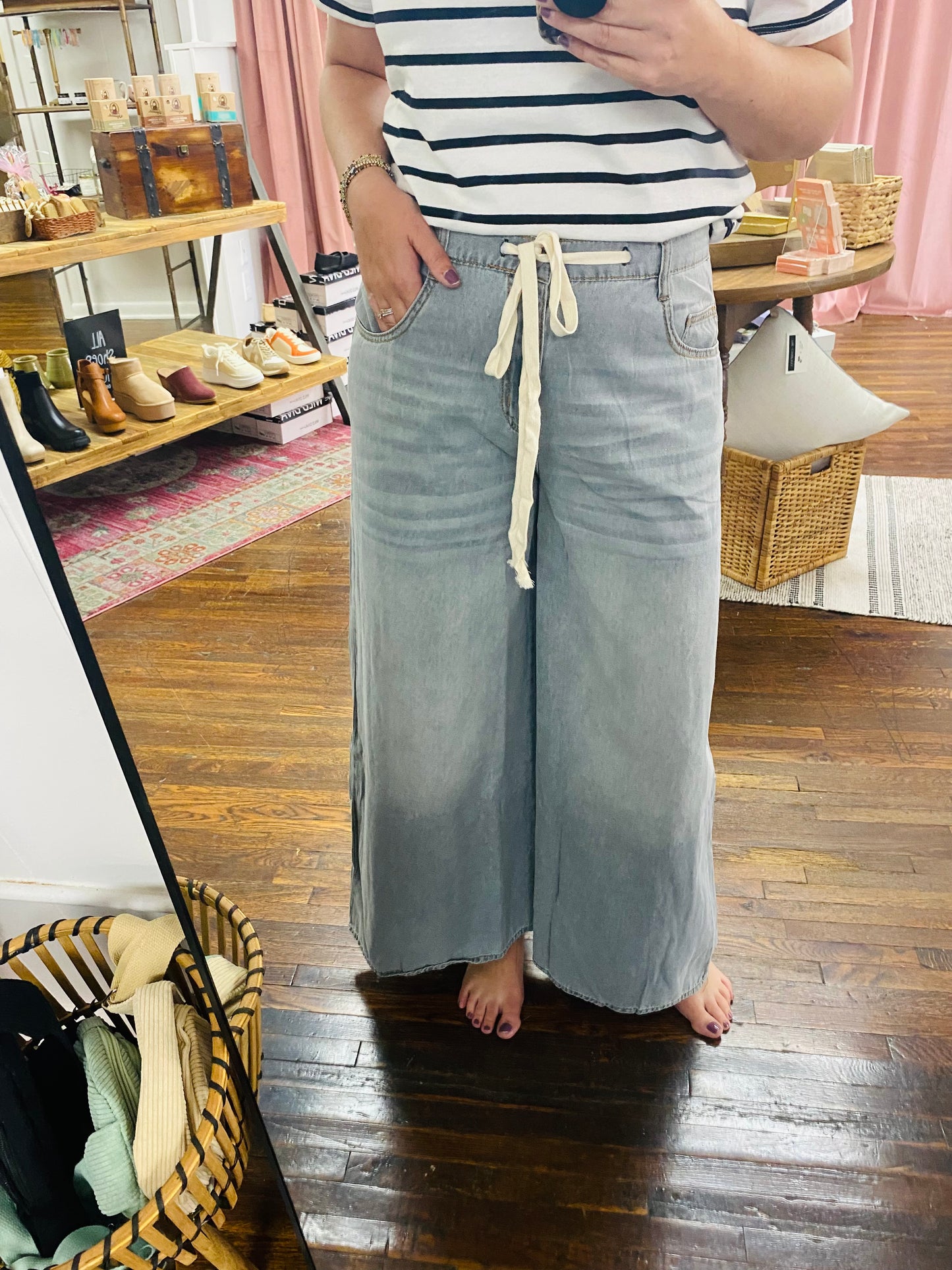 Denim Gray Wide Leg Pants