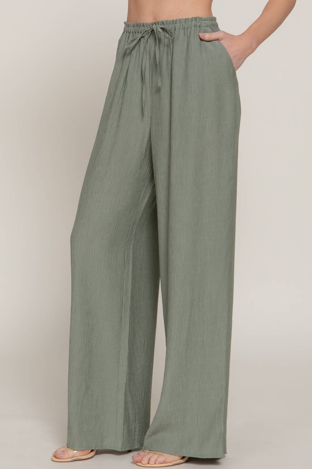 Light Weight Flowy Pants- Green