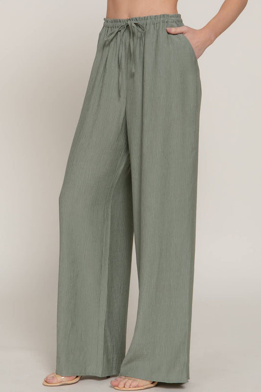 Light Weight Flowy Pants- Green