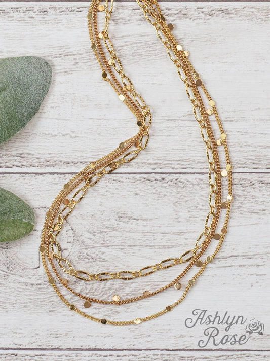 Can't Get Enough Gold Triple Chain Gold Necklace: Gold / One Size