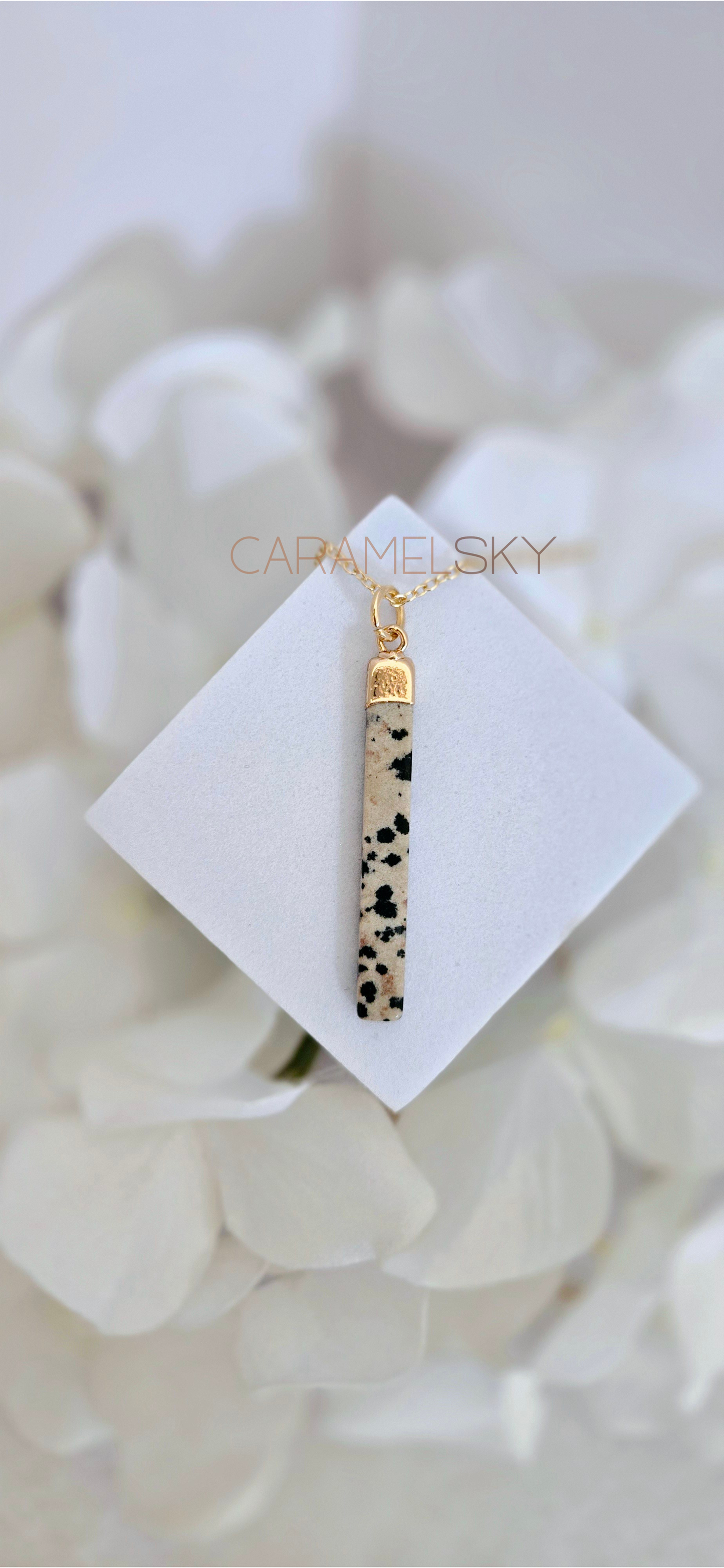 Dalmatian Jasper Bar Necklace- Natural Stone Jewelry