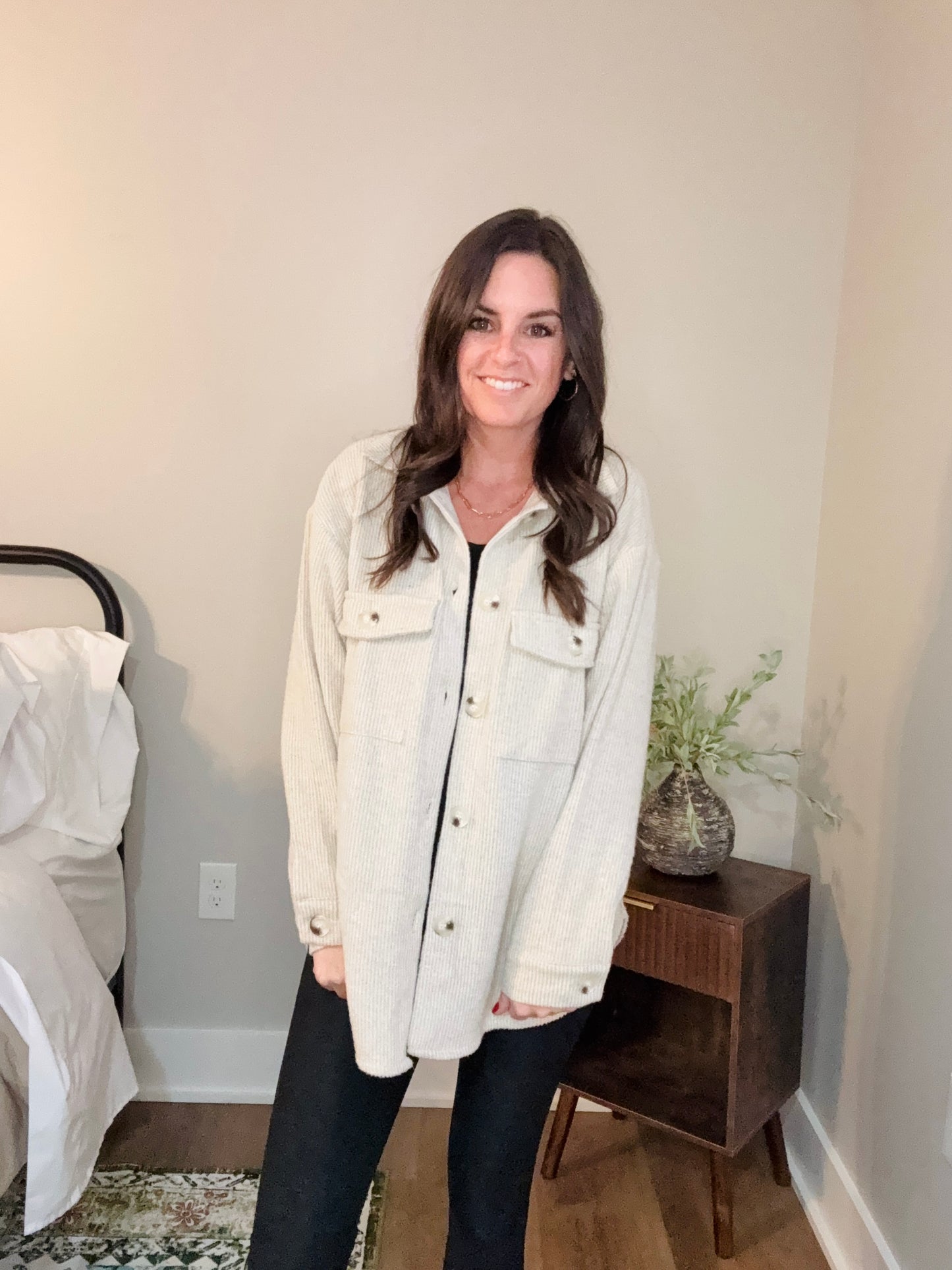 Breeze Brushed Thermal Shacket – Oatmeal