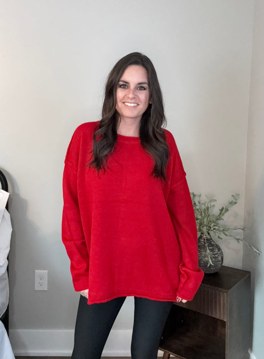 Cozy Knit Drop-Shoulder Sweater