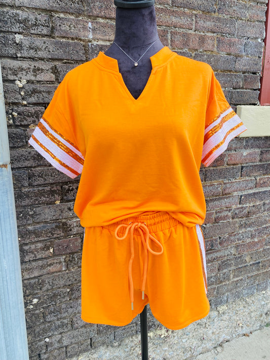 Mary Square Orange Sequin Set