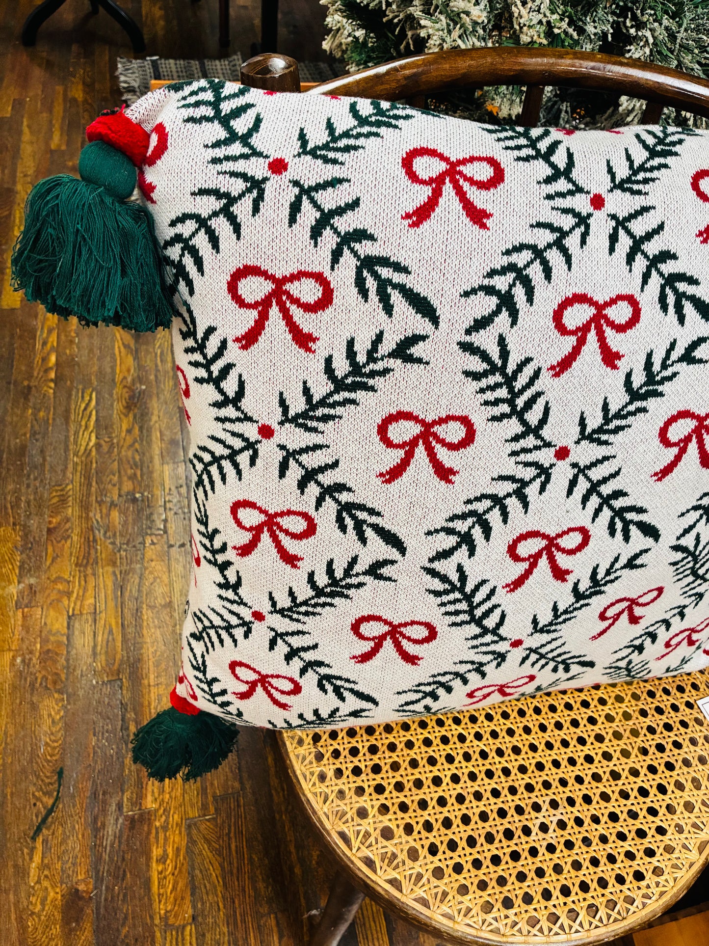 Mary Square Holiday Trellis Large Throw Pillow