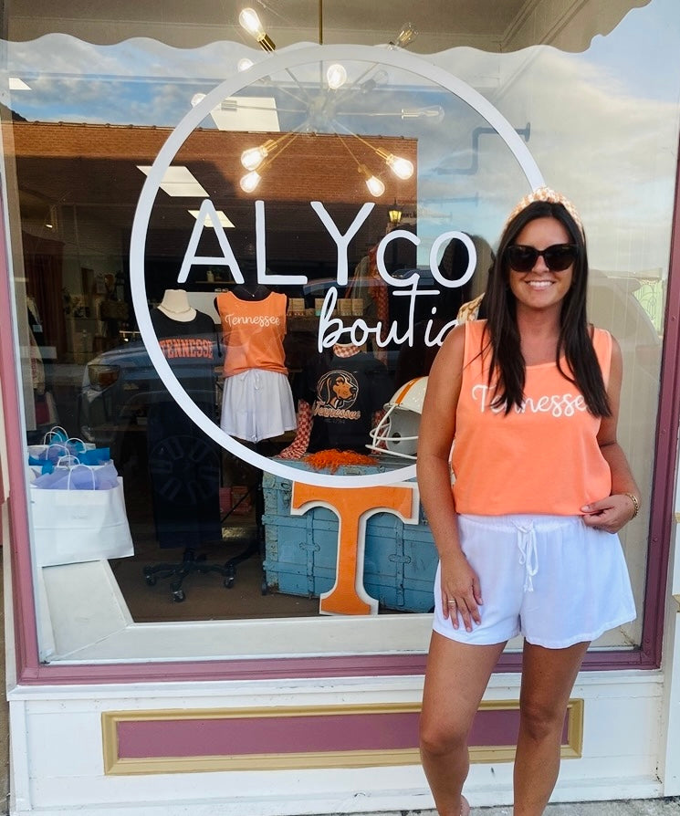 Tennessee Puff Script Orange Tank- Comfort Colors