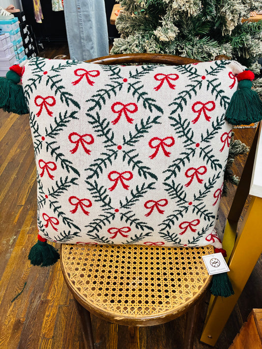 Mary Square Holiday Trellis Large Throw Pillow