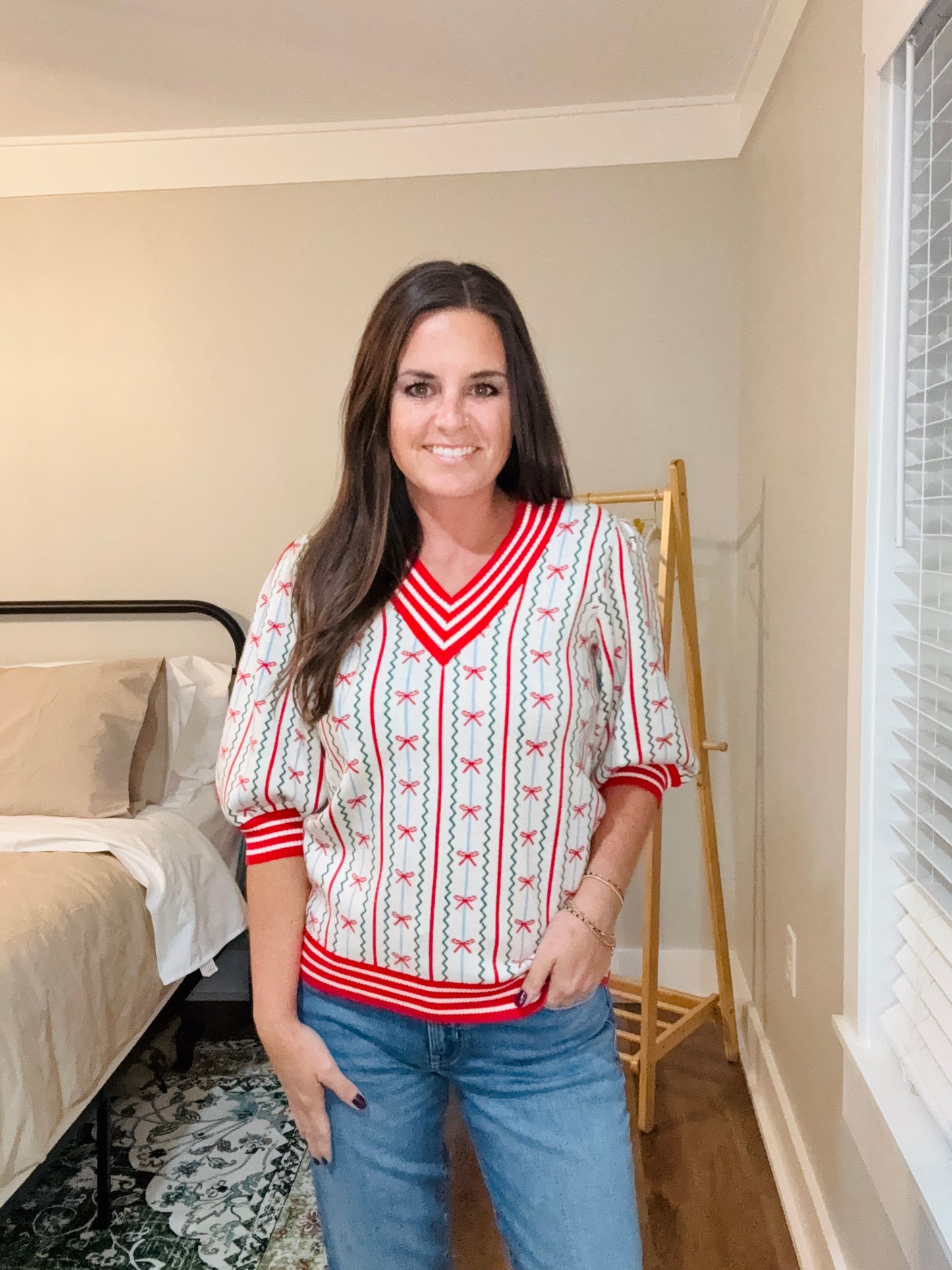 Mary Square Ivory Faith Bow Sweater