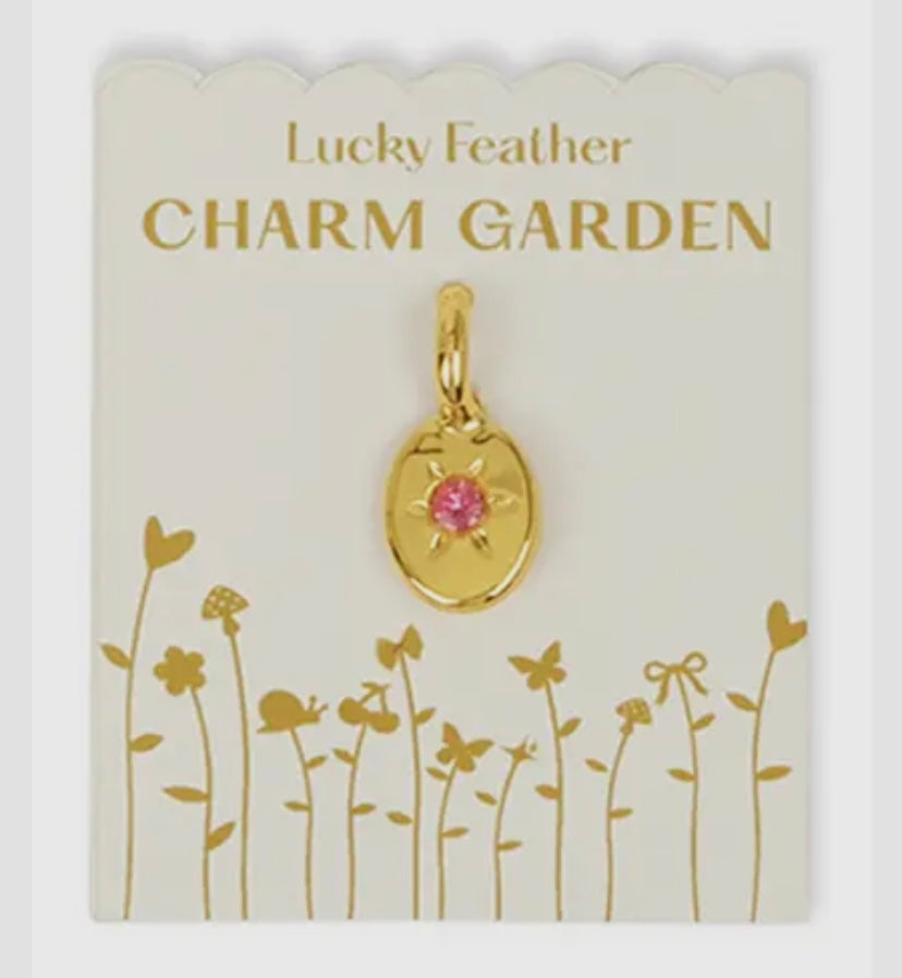 Light Pink Stone (October) Charm- Gold