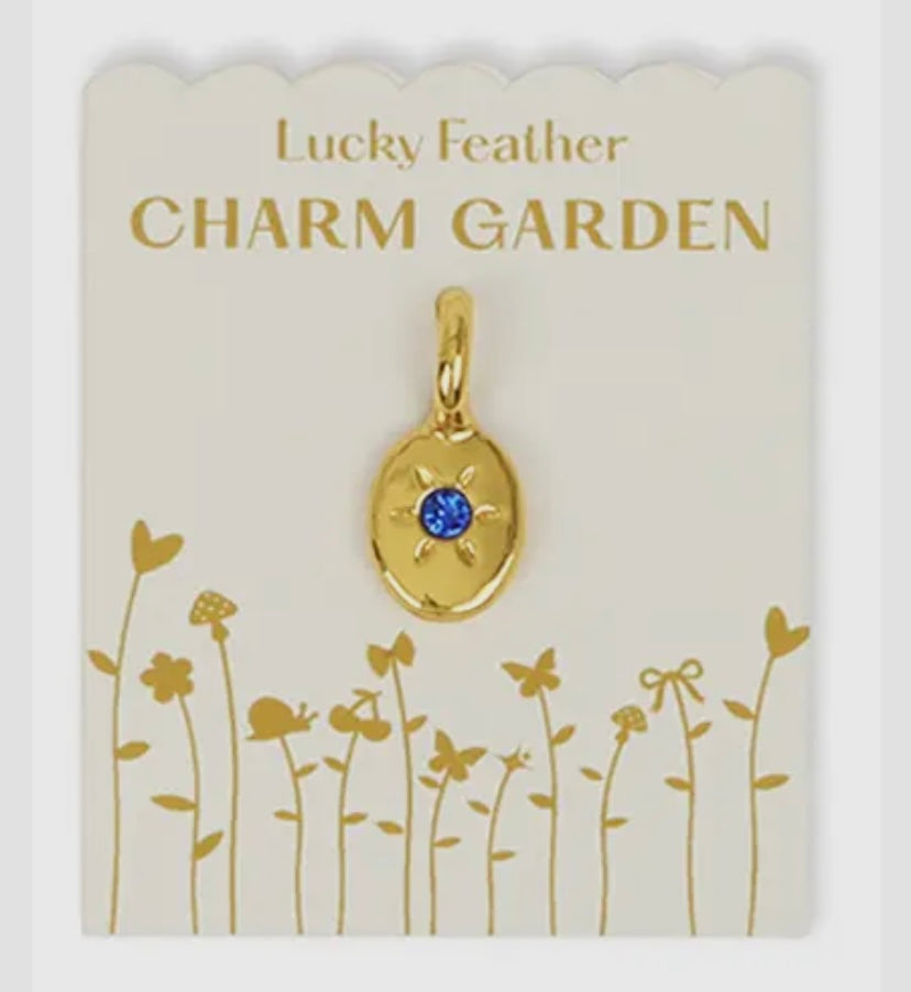 Blue Stone (September) Charm- Gold