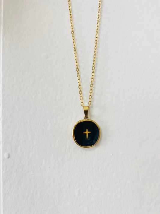 Cross Pendant Necklace- Black