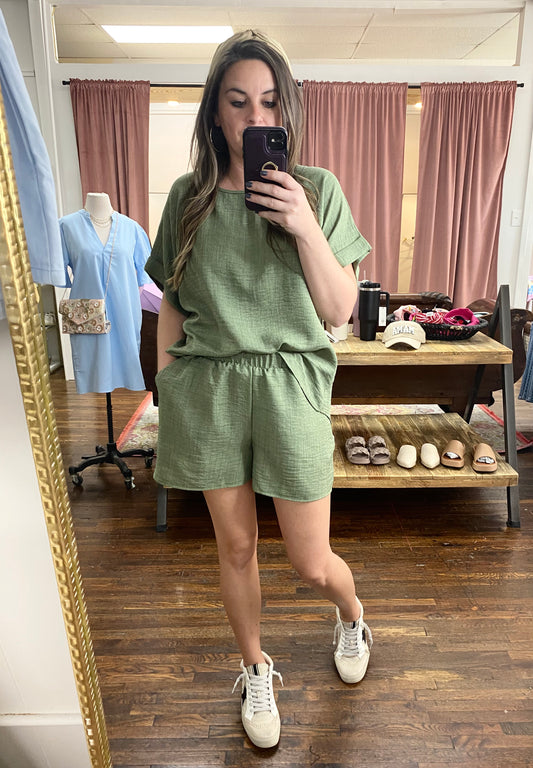 Green Shorts Set