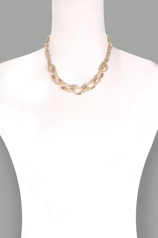 Caviar Link Chain Necklace- Gold