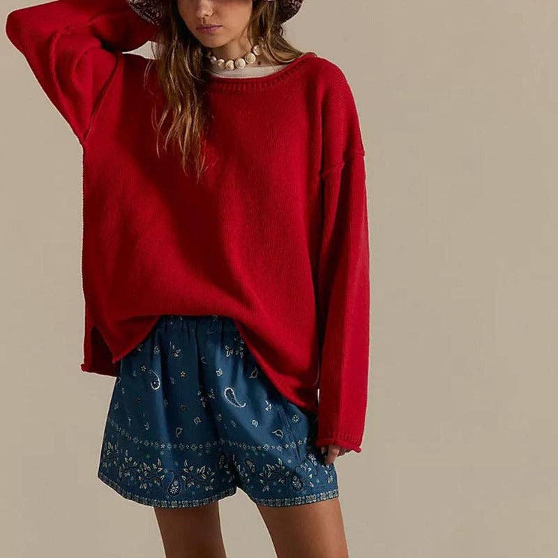 Cozy Knit Drop-Shoulder Sweater