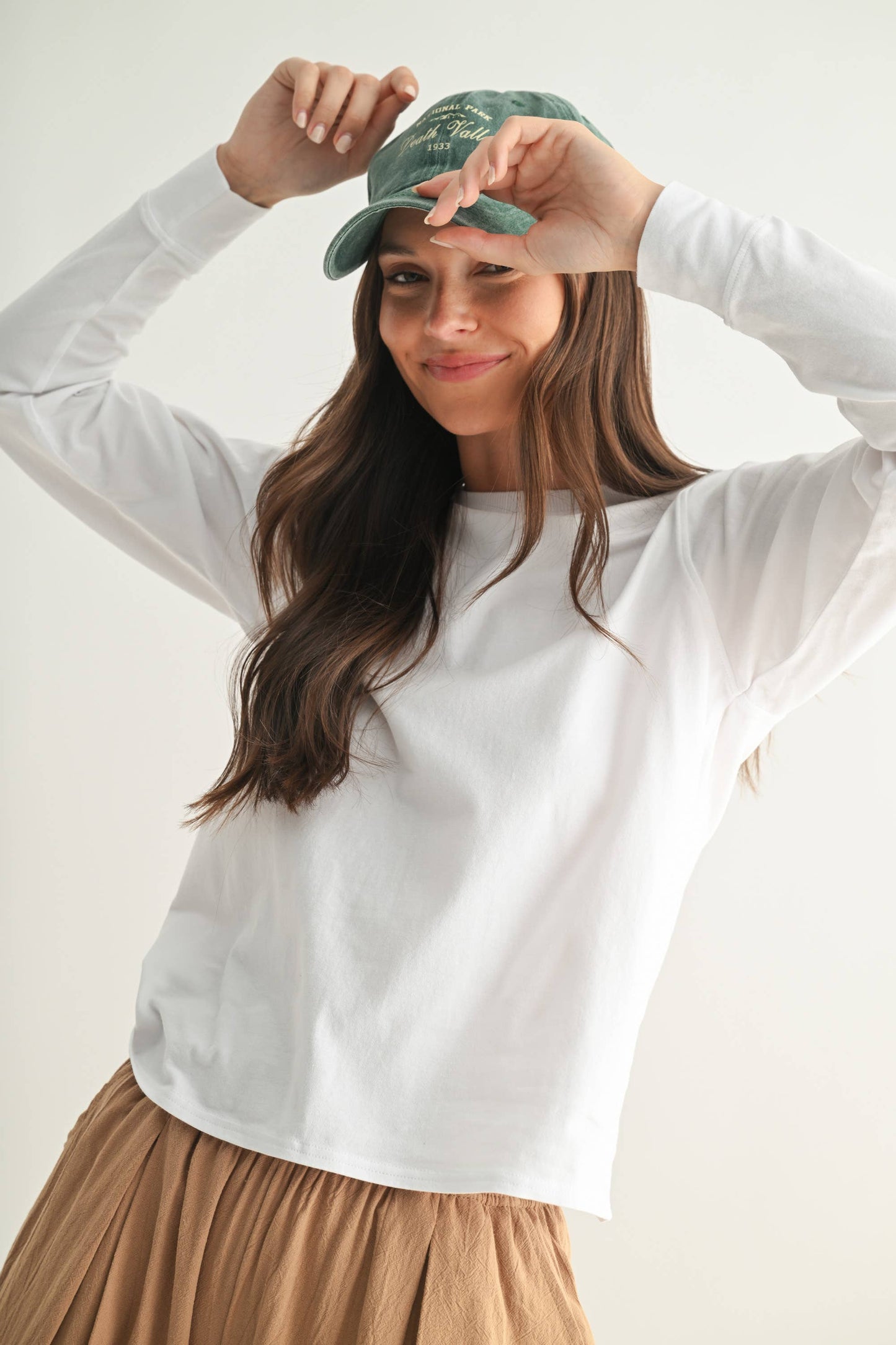 Stonewash Pima Cotton Boxy White Long Sleeve