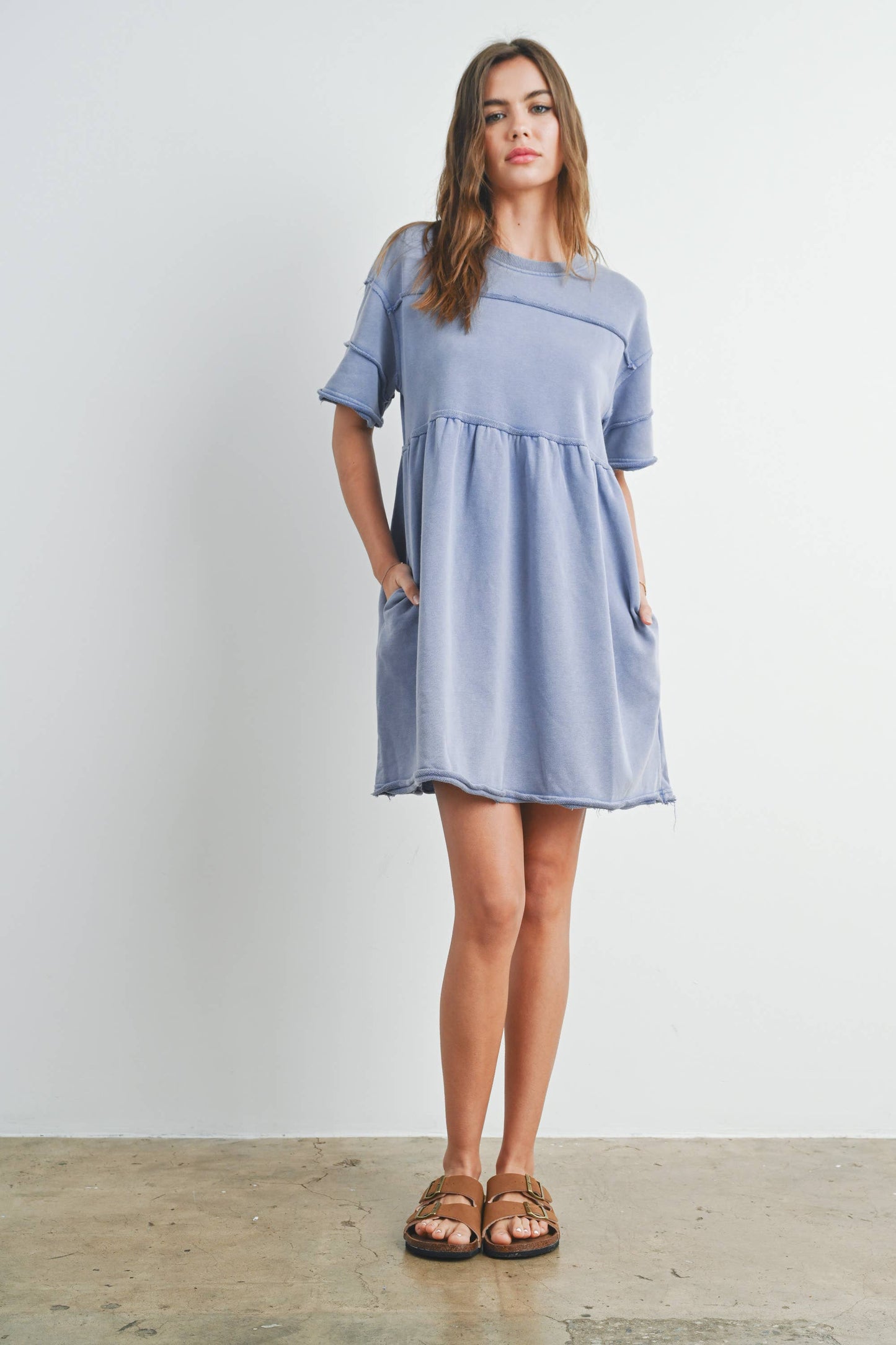 Washed French Terry Short Sleeve Dress