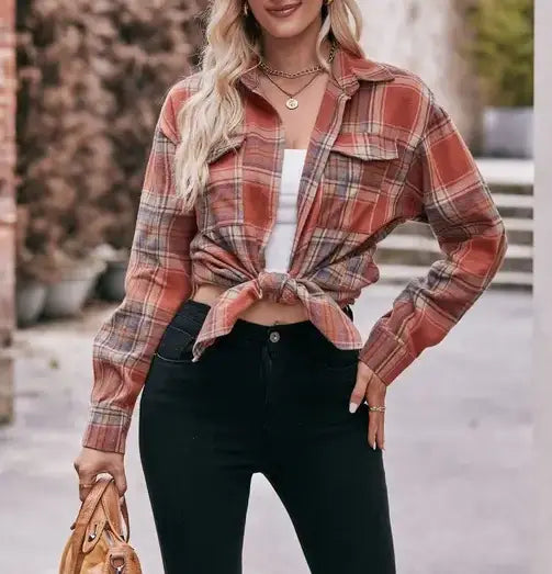 Women's Casual Oversized Loose Plaid Shirt