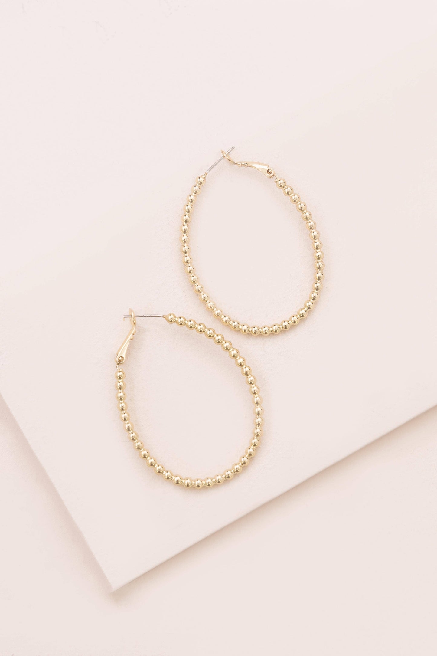 Beaded Oval Hoop Earrings
