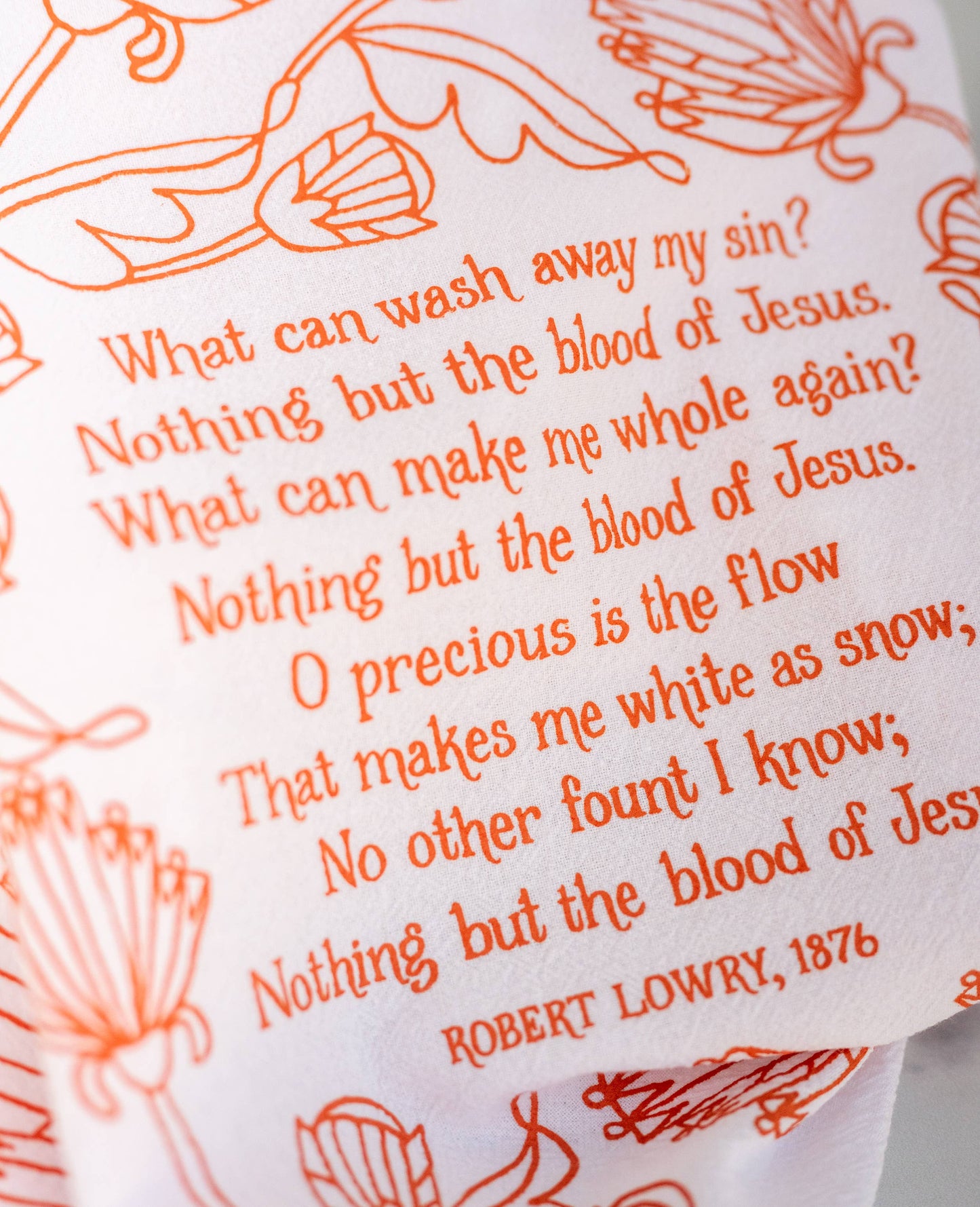 "Nothing But the Blood" Hymn Tea Towel