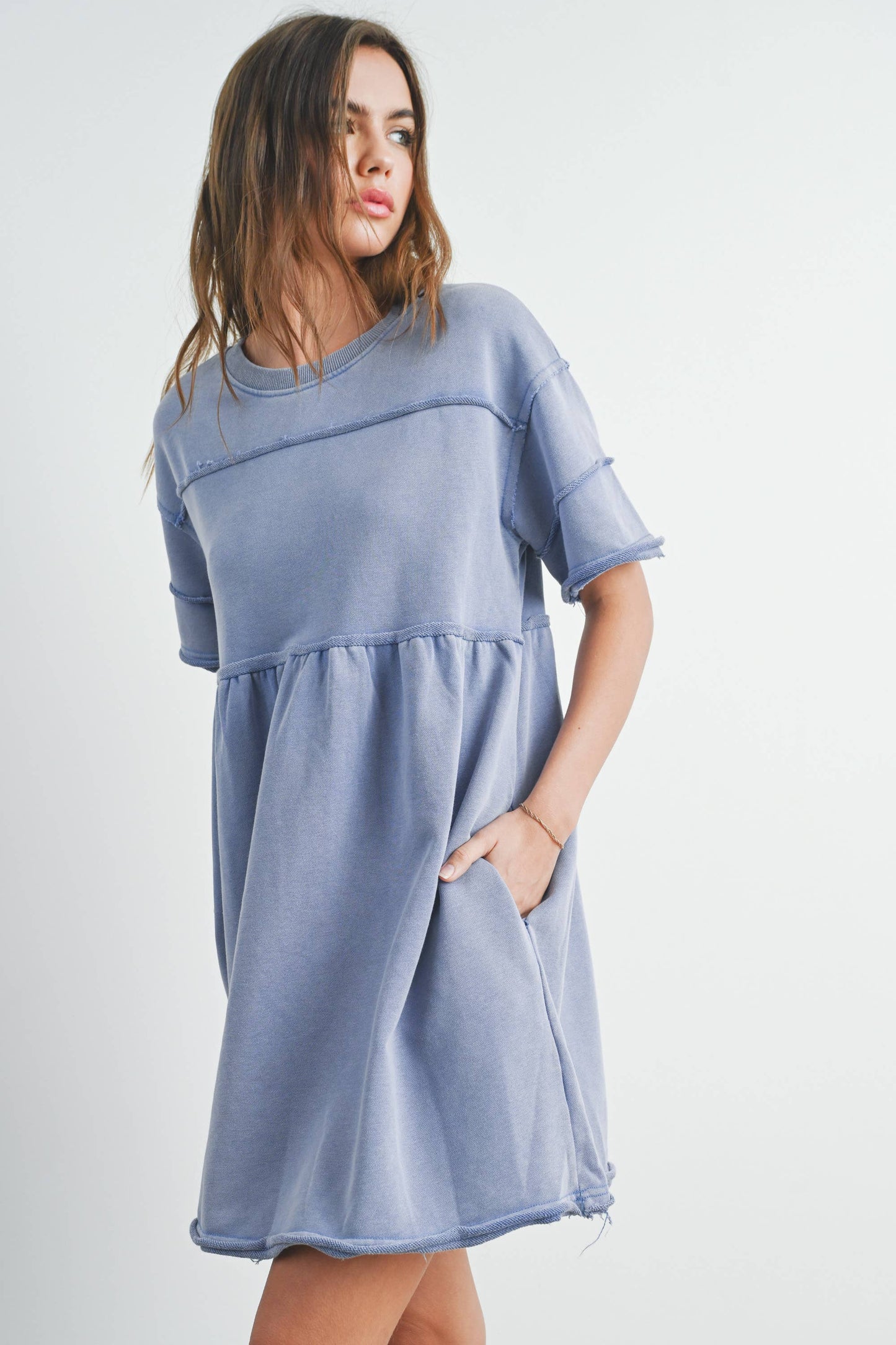 Washed French Terry Short Sleeve Dress