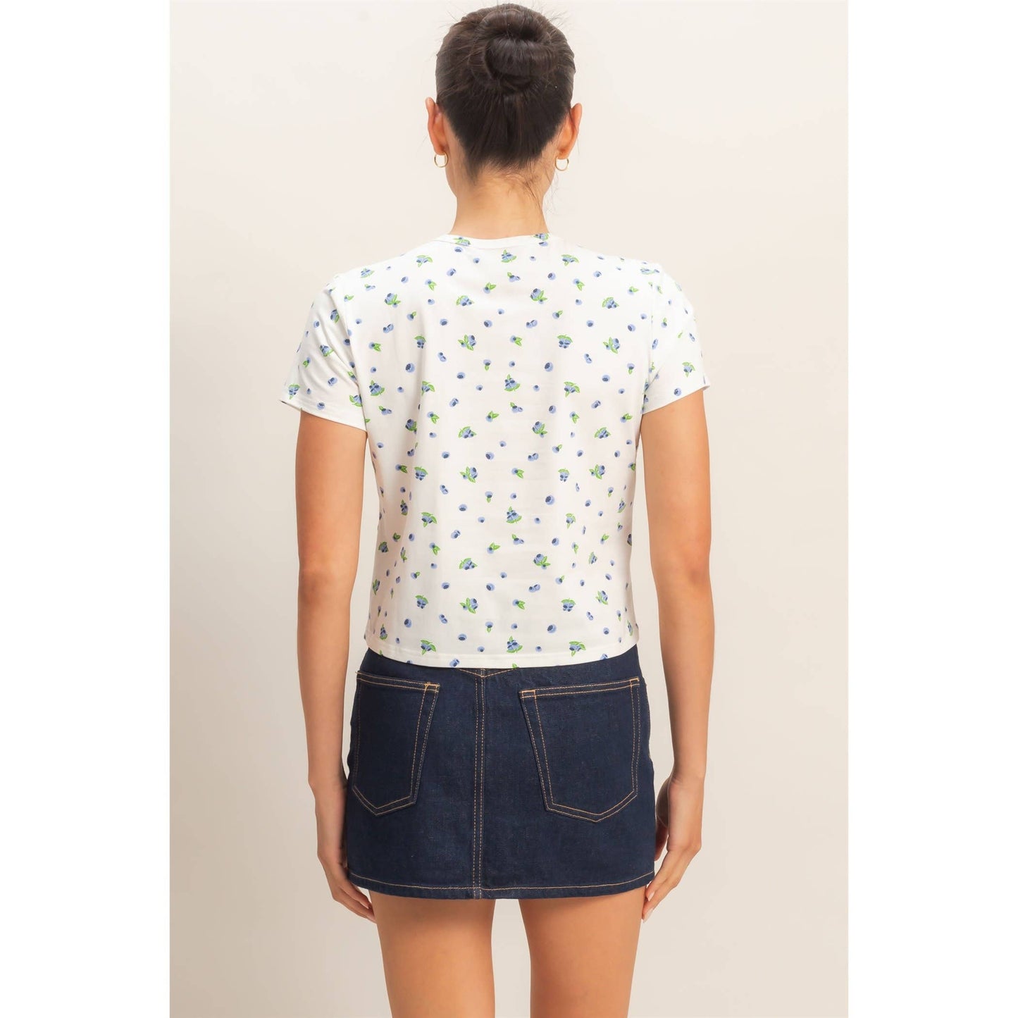 Blueberry Print Crew Neck Tee