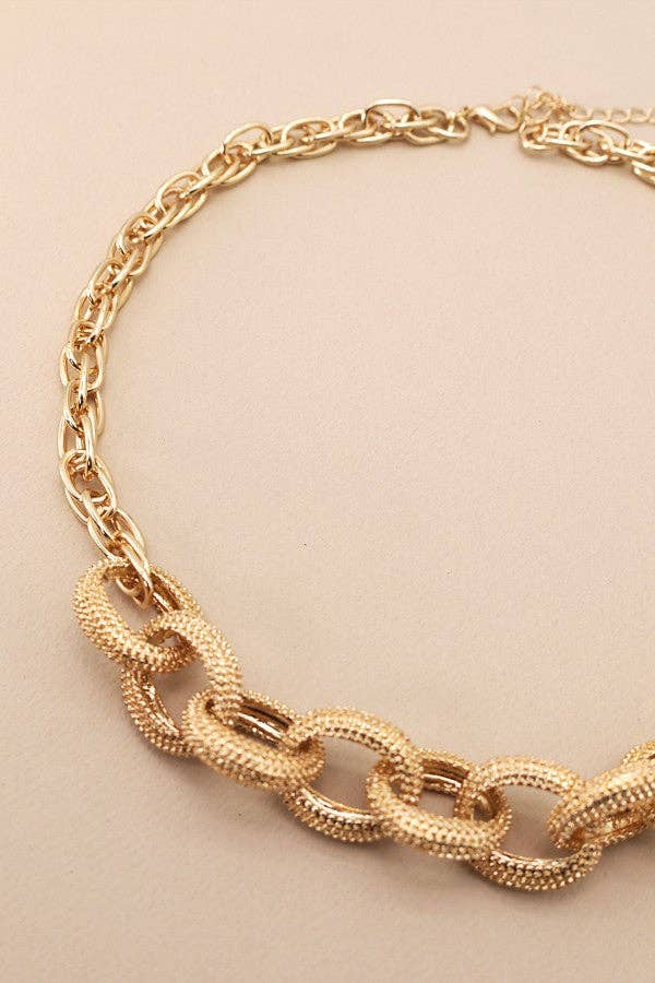 Caviar Link Chain Necklace- Gold