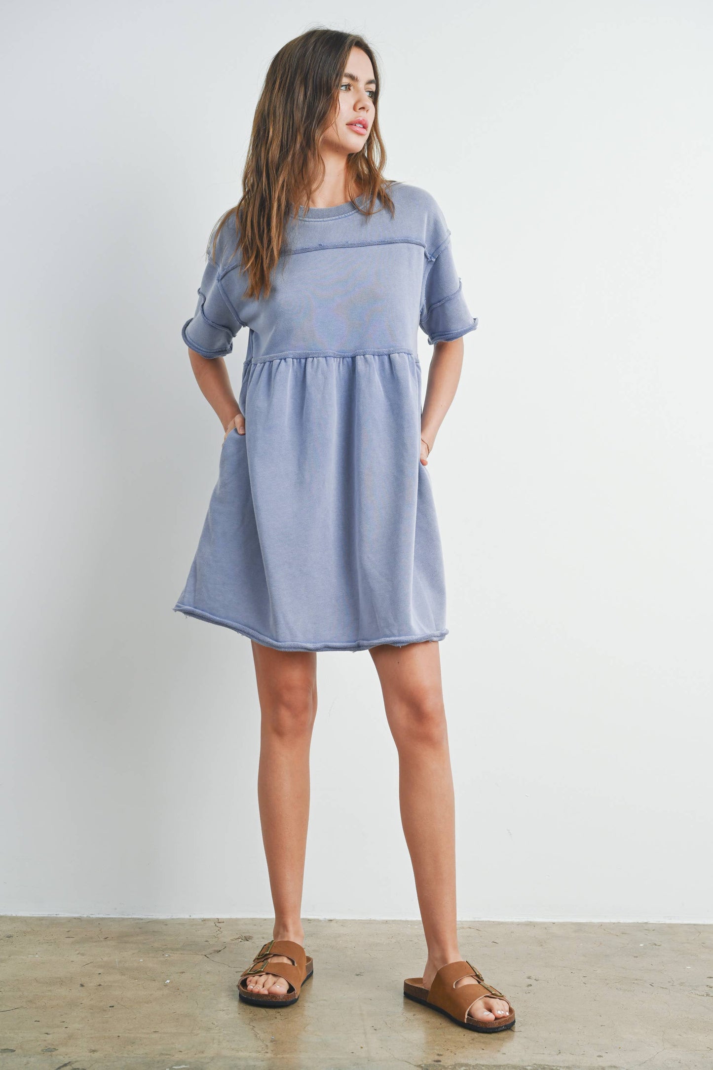 Washed French Terry Short Sleeve Dress