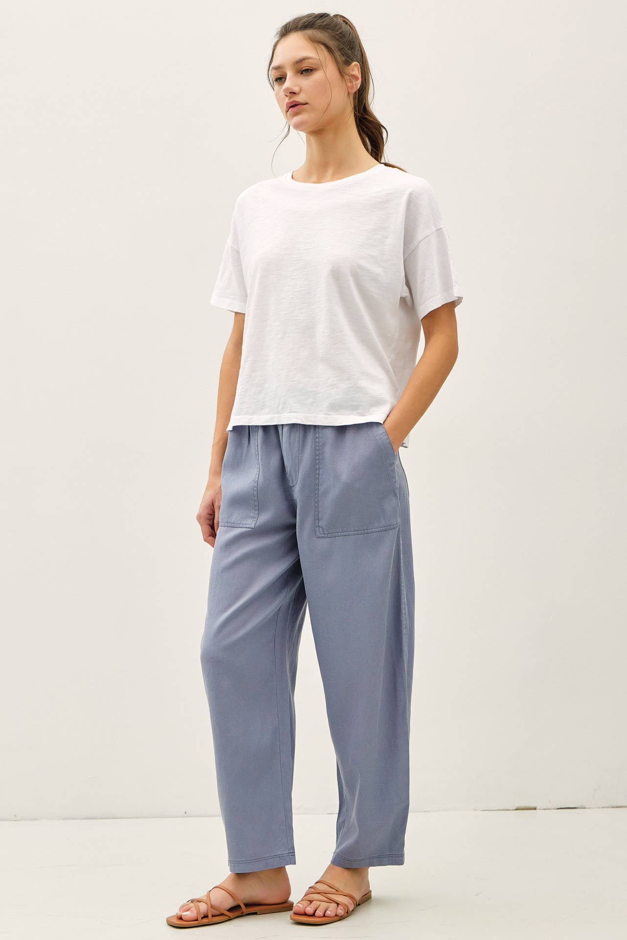 Soft Tencel Wide Leg Pants – Dusty Blue