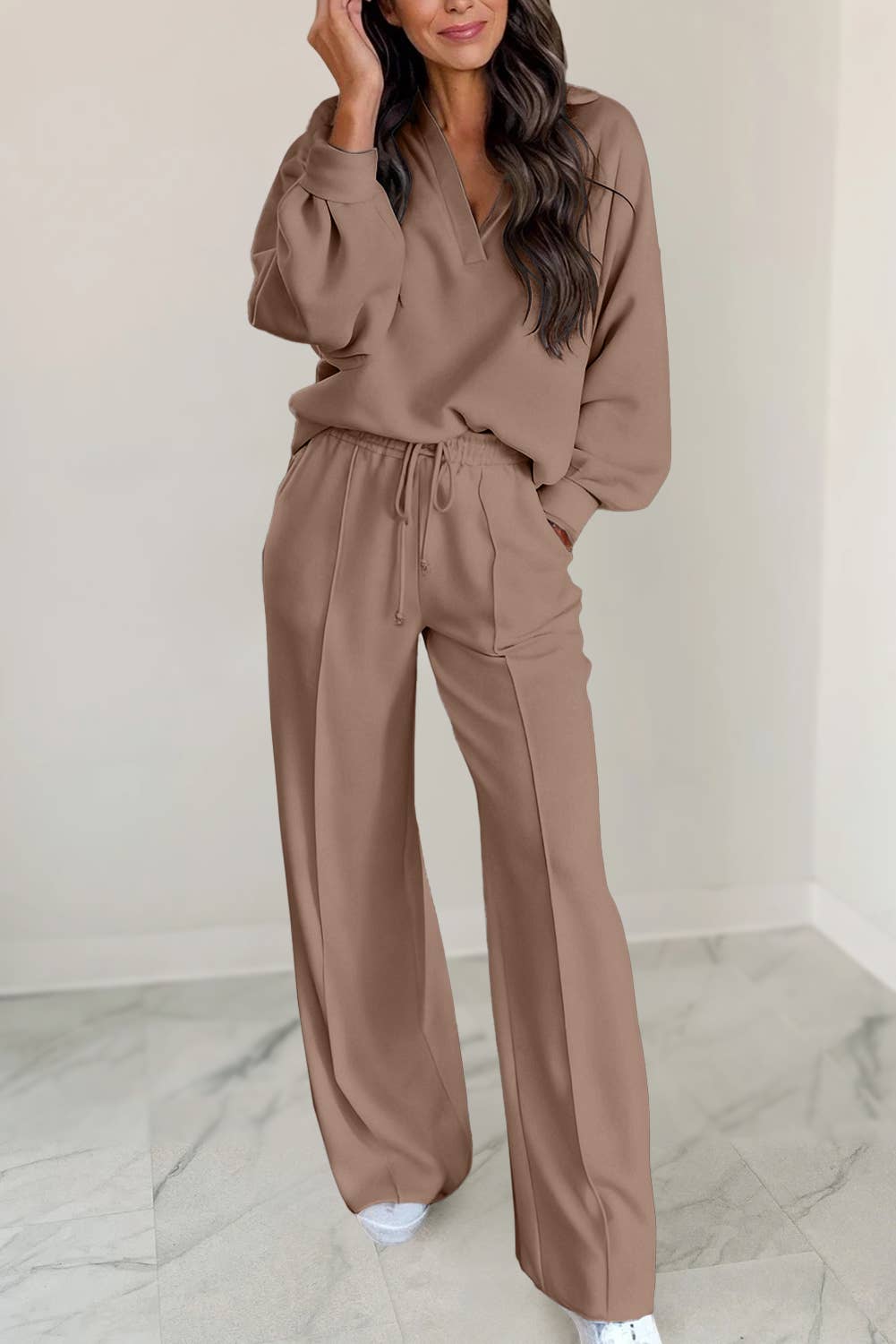 Cozy Two-Piece Lounge Set | Soft Stretchy Sweatshirt Material