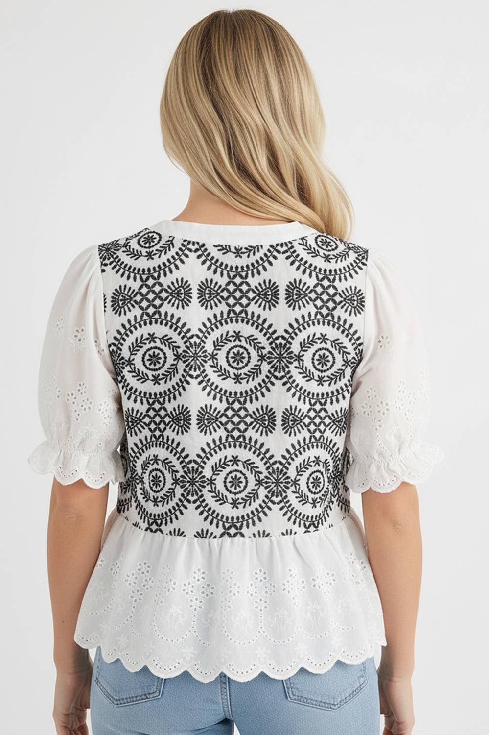 Button Down Eyelet Lace Top