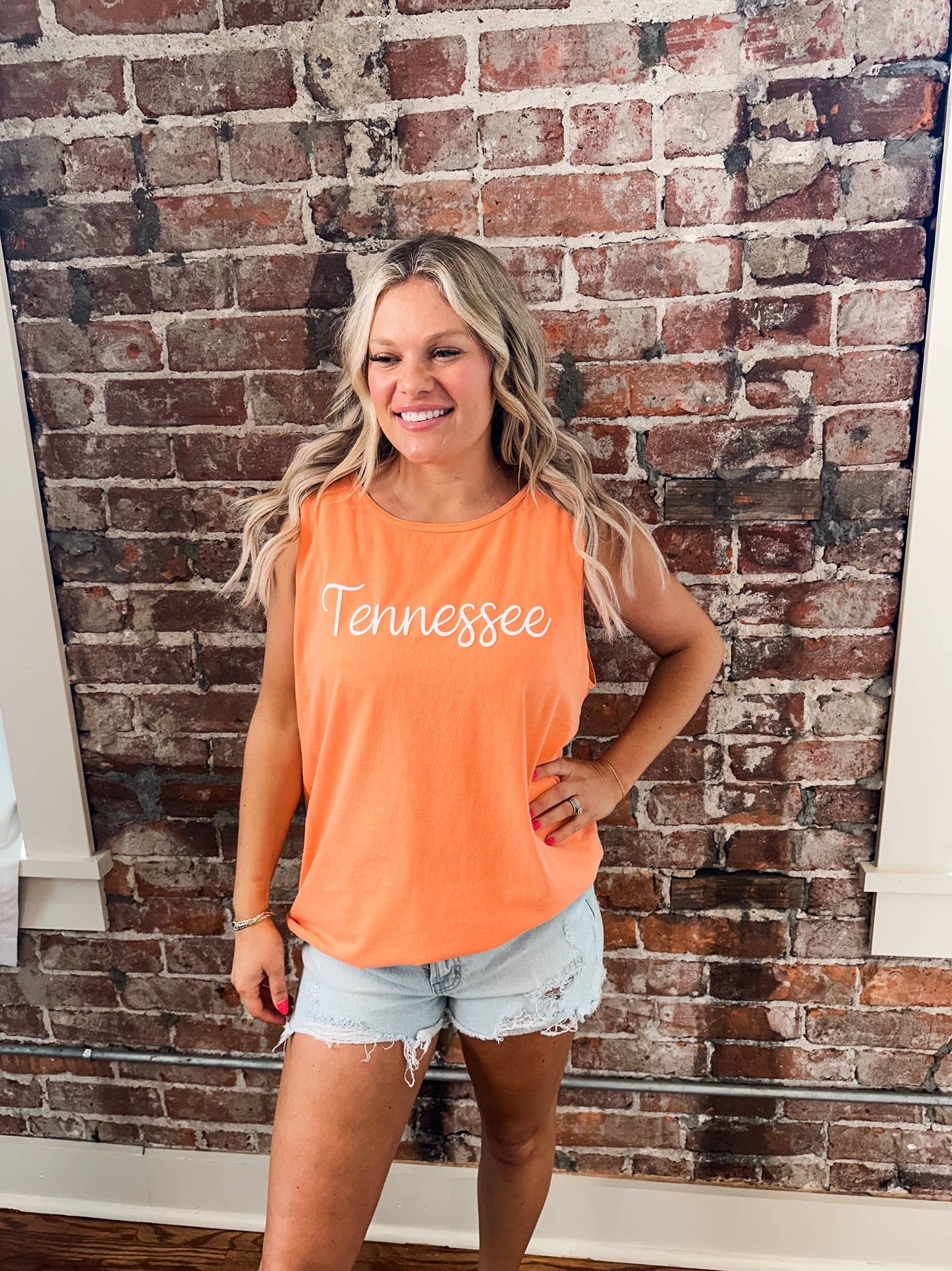 Tennessee Puff Script Orange Tank- Comfort Colors