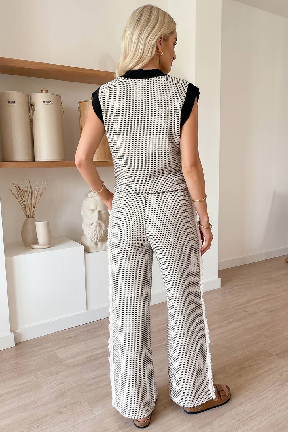 Knit V-Neck Tank & Wide Leg Pants Set