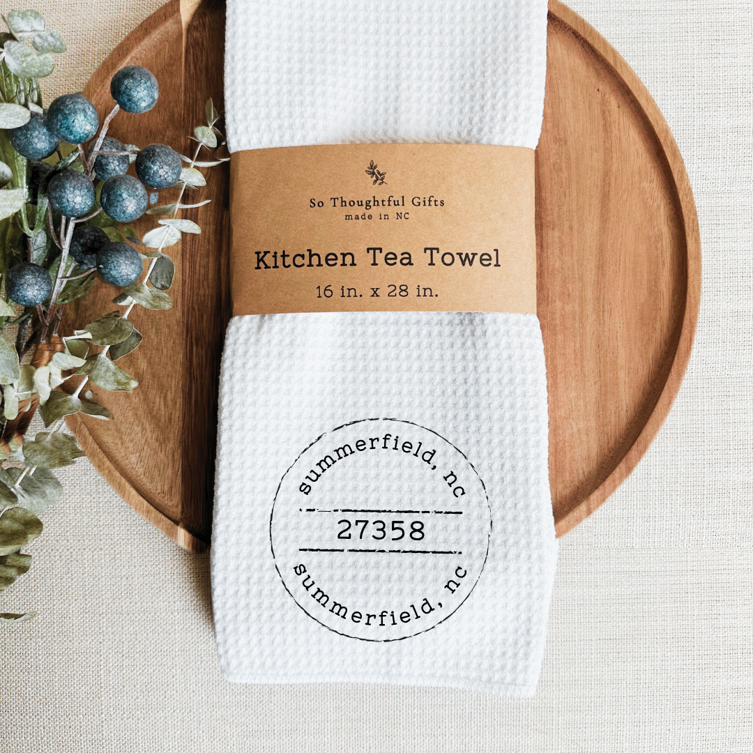 Custom Vintage Stamp Local Dish Towel | Kitchen Towel