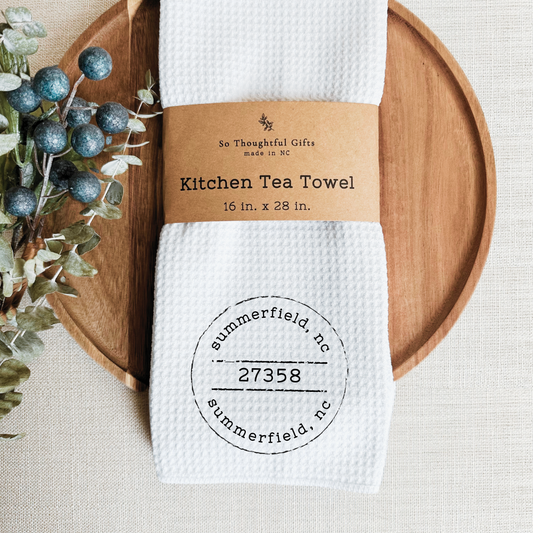 Custom Vintage Stamp Local Dish Towel | Kitchen Towel