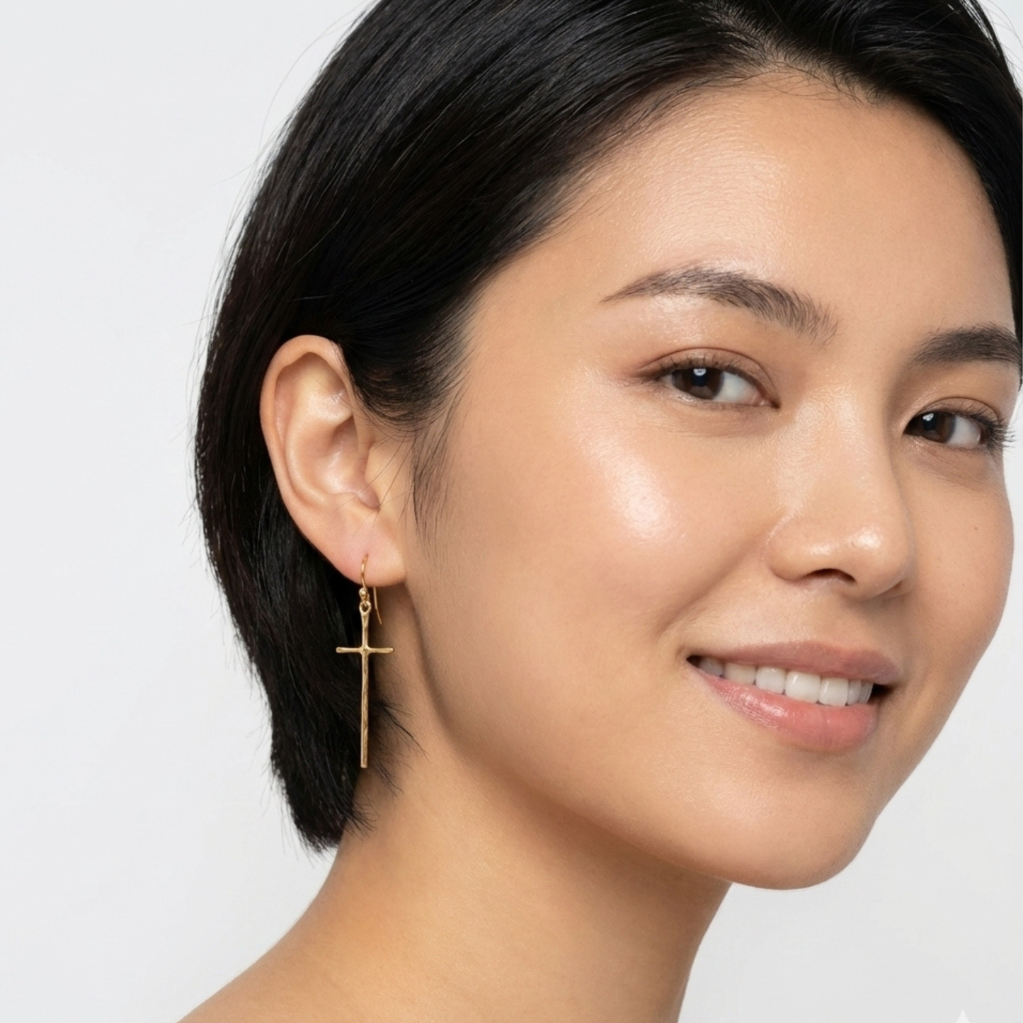 Minimal Molten Cross Earrings