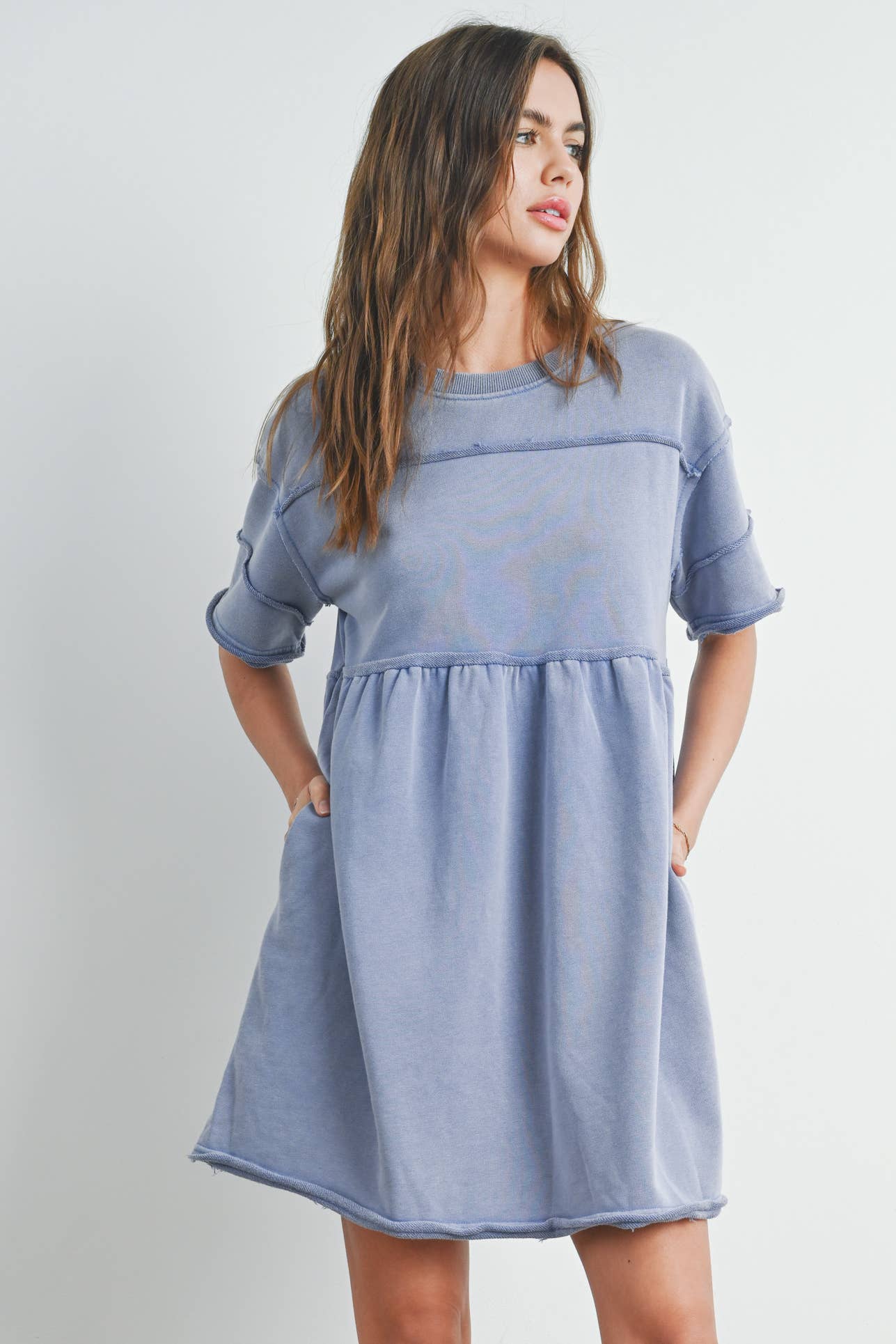 Washed French Terry Short Sleeve Dress