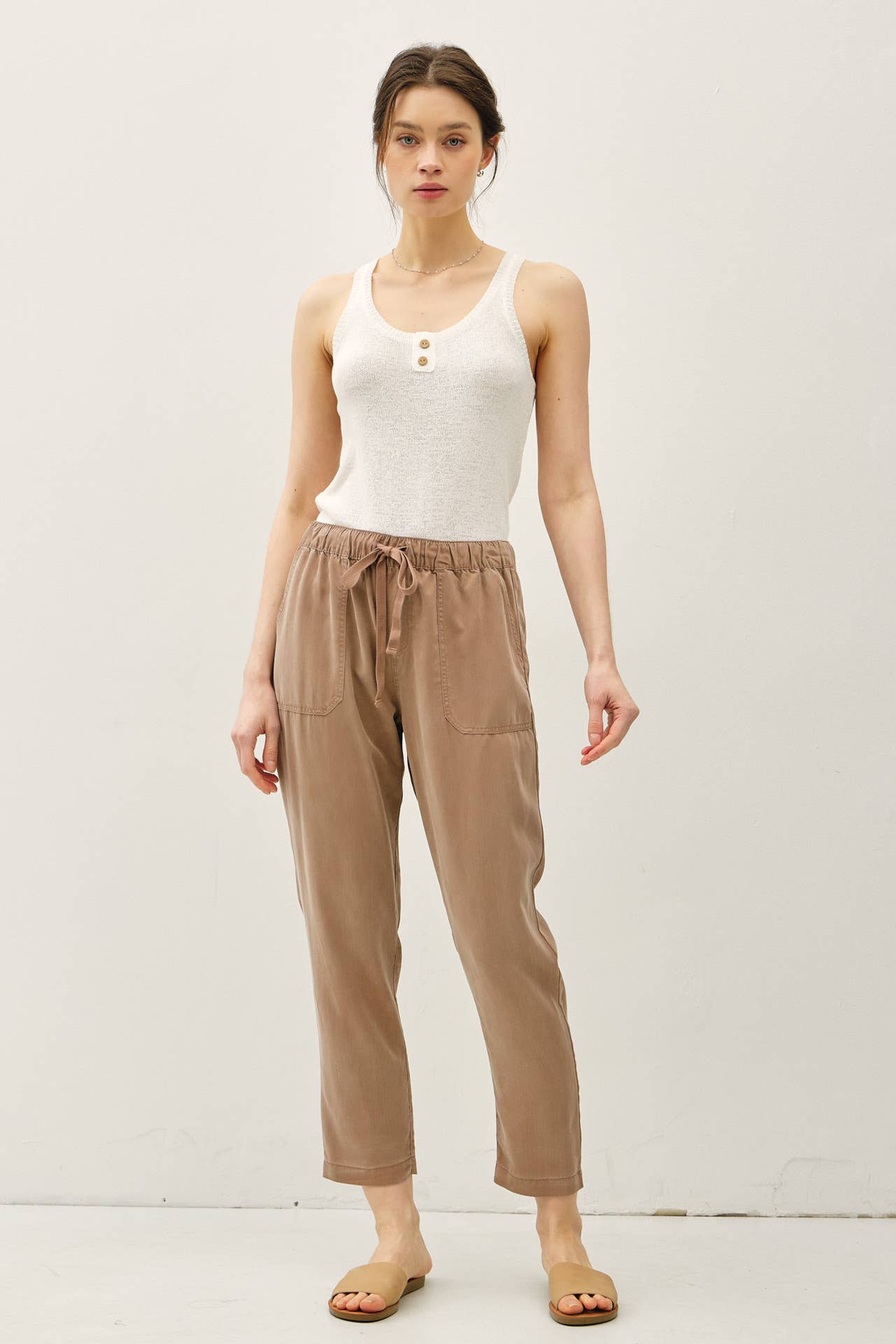 Soft Tencel Drawstring Pants | Lightweight Chambray Style