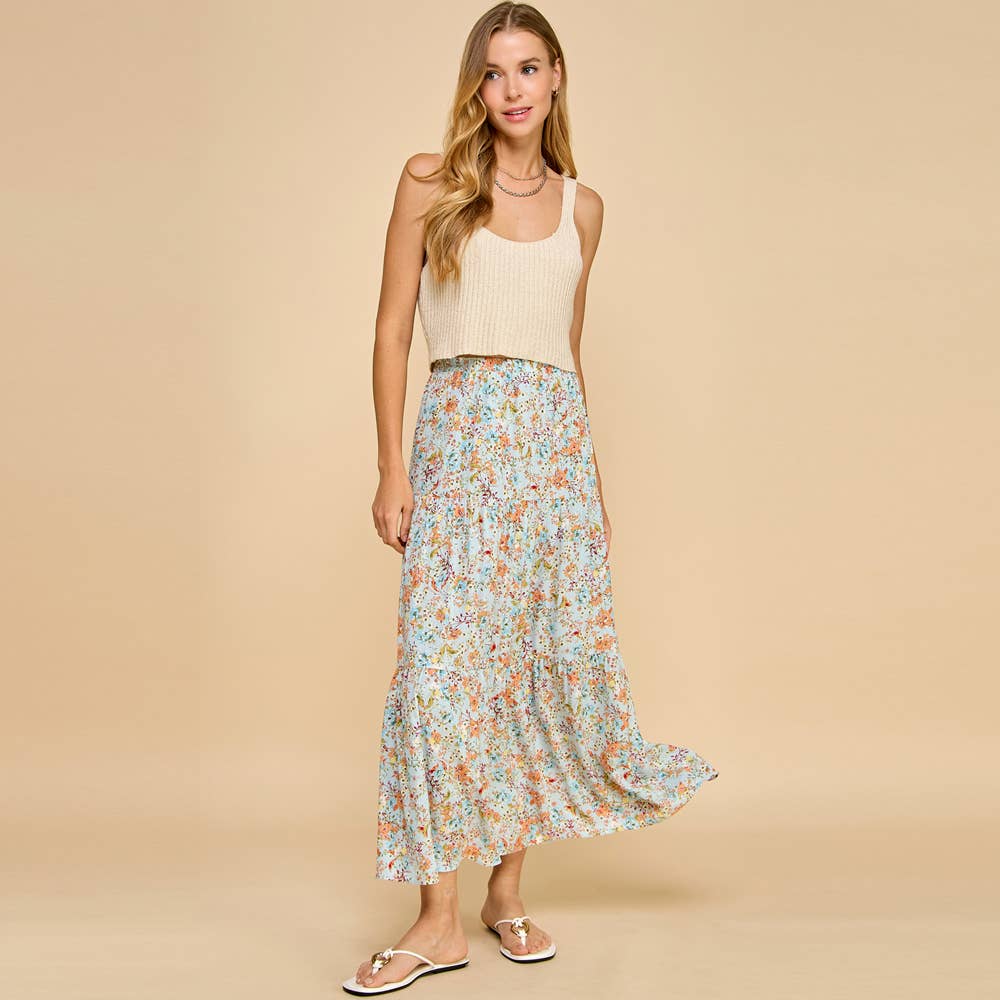 Floral Tiered Maxi Skirt
