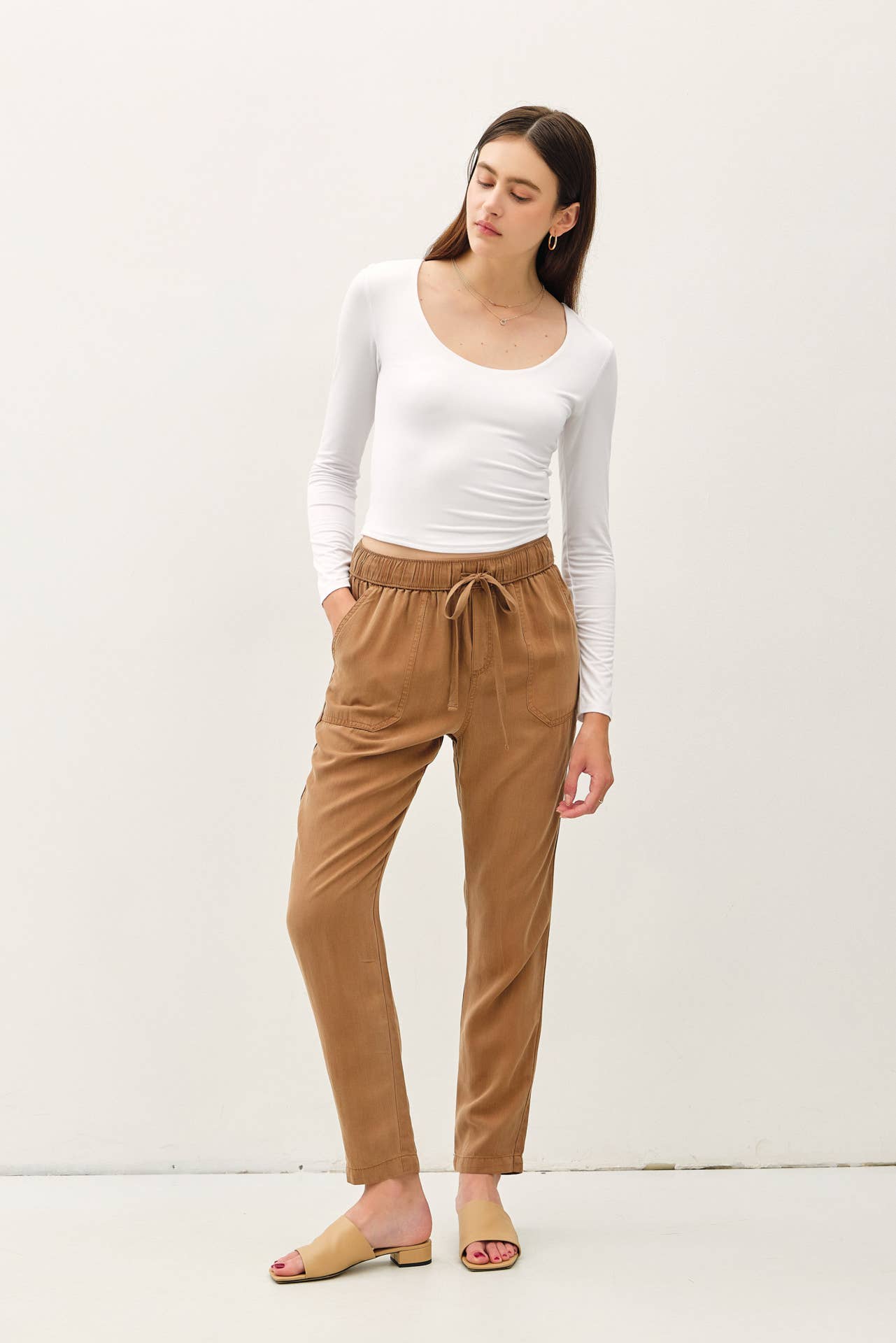 Soft Tencel Drawstring Pants | Lightweight Chambray Style