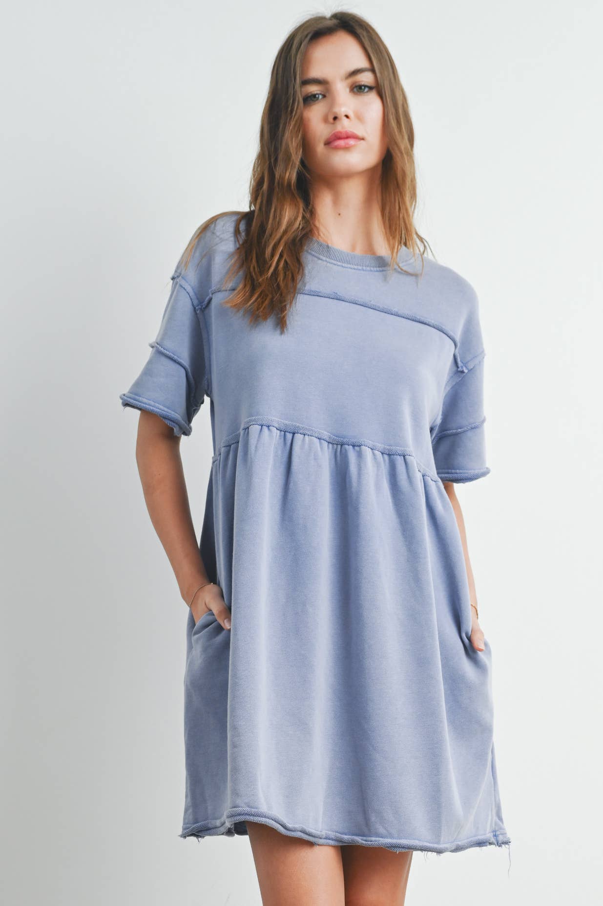 Washed French Terry Short Sleeve Dress