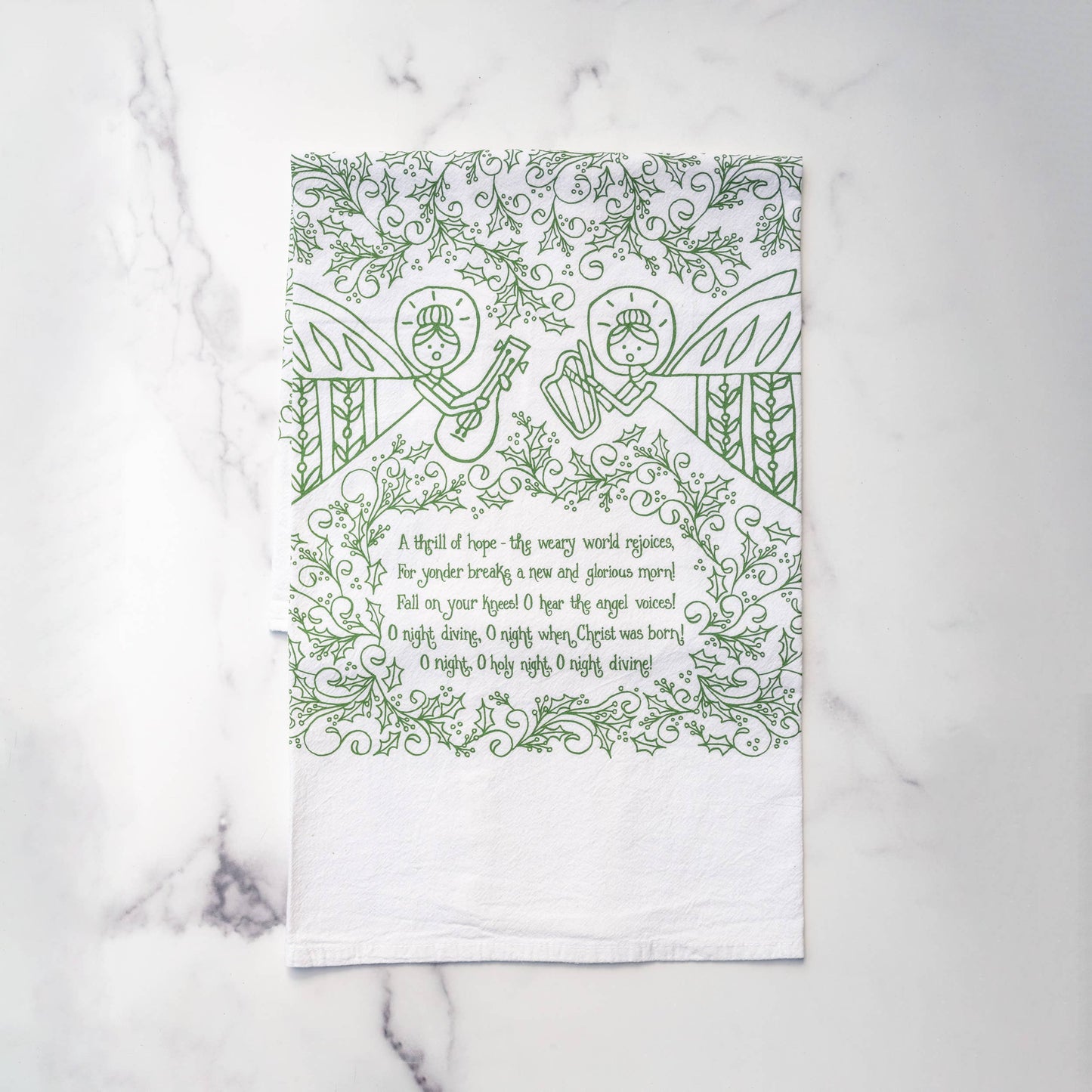 "O Holy Night" Christmas Hymn Tea Towel