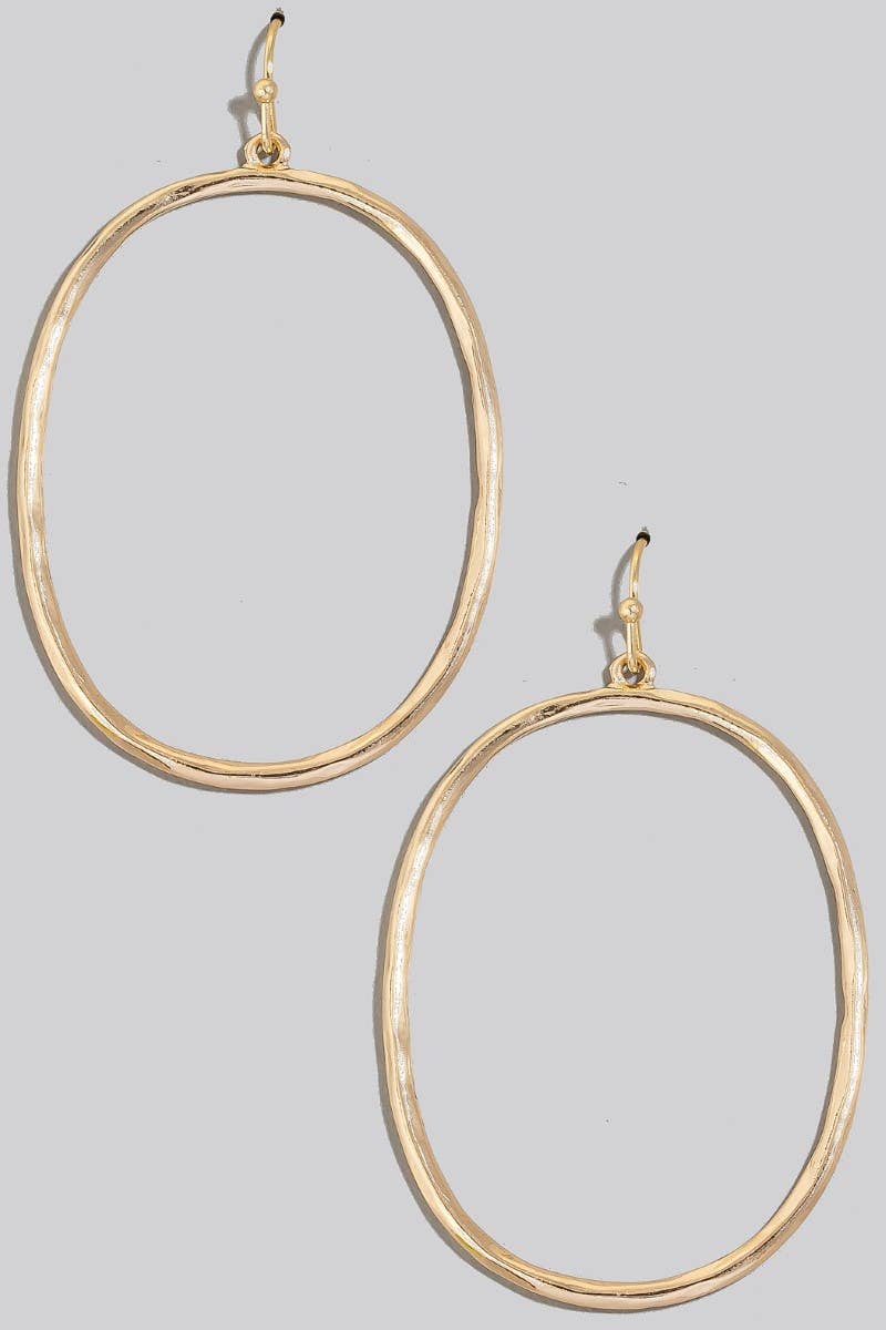 Hammered Metallic Oval Dangle Earrings