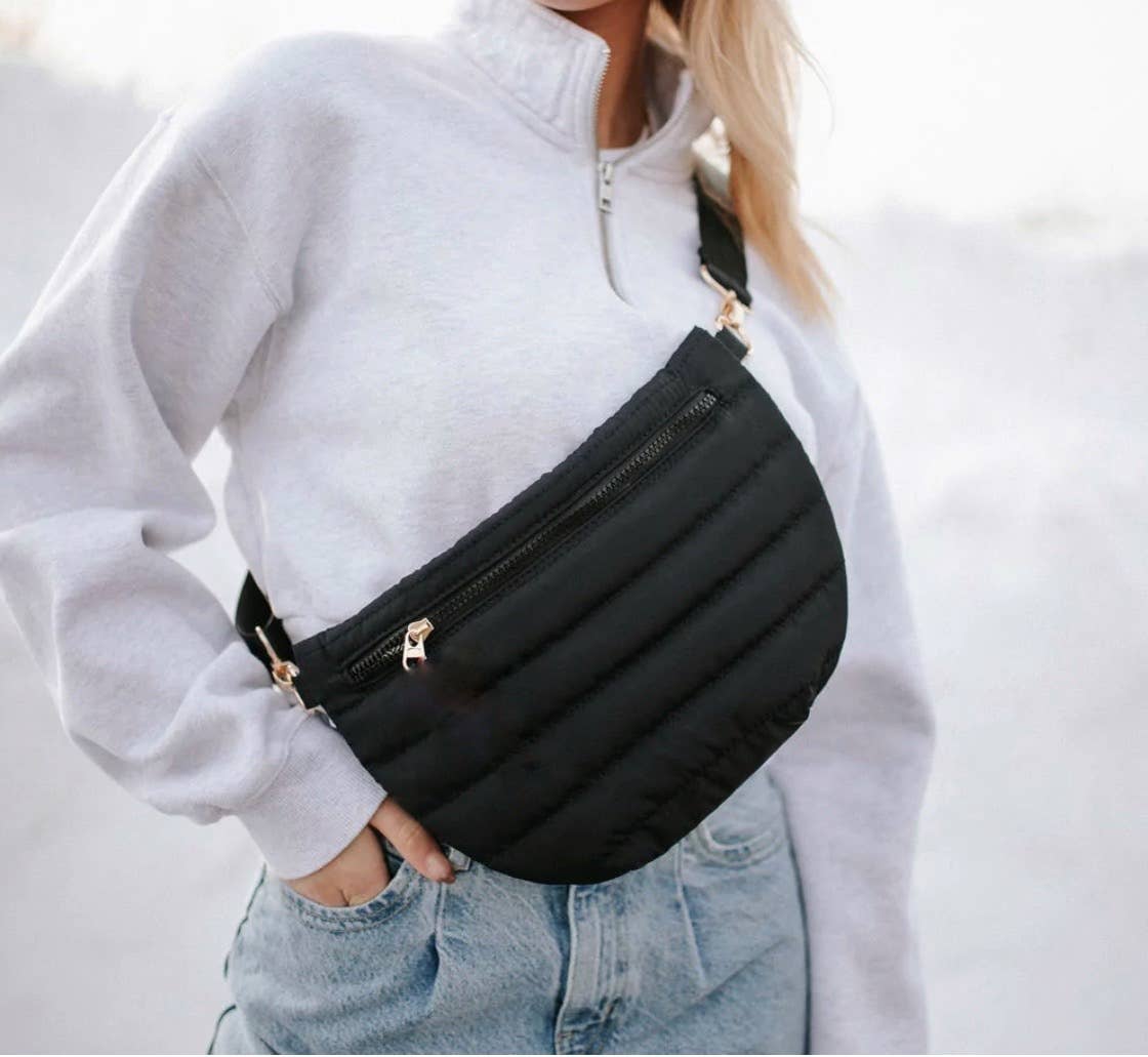 The Puffer Messenger Crossbody- Black