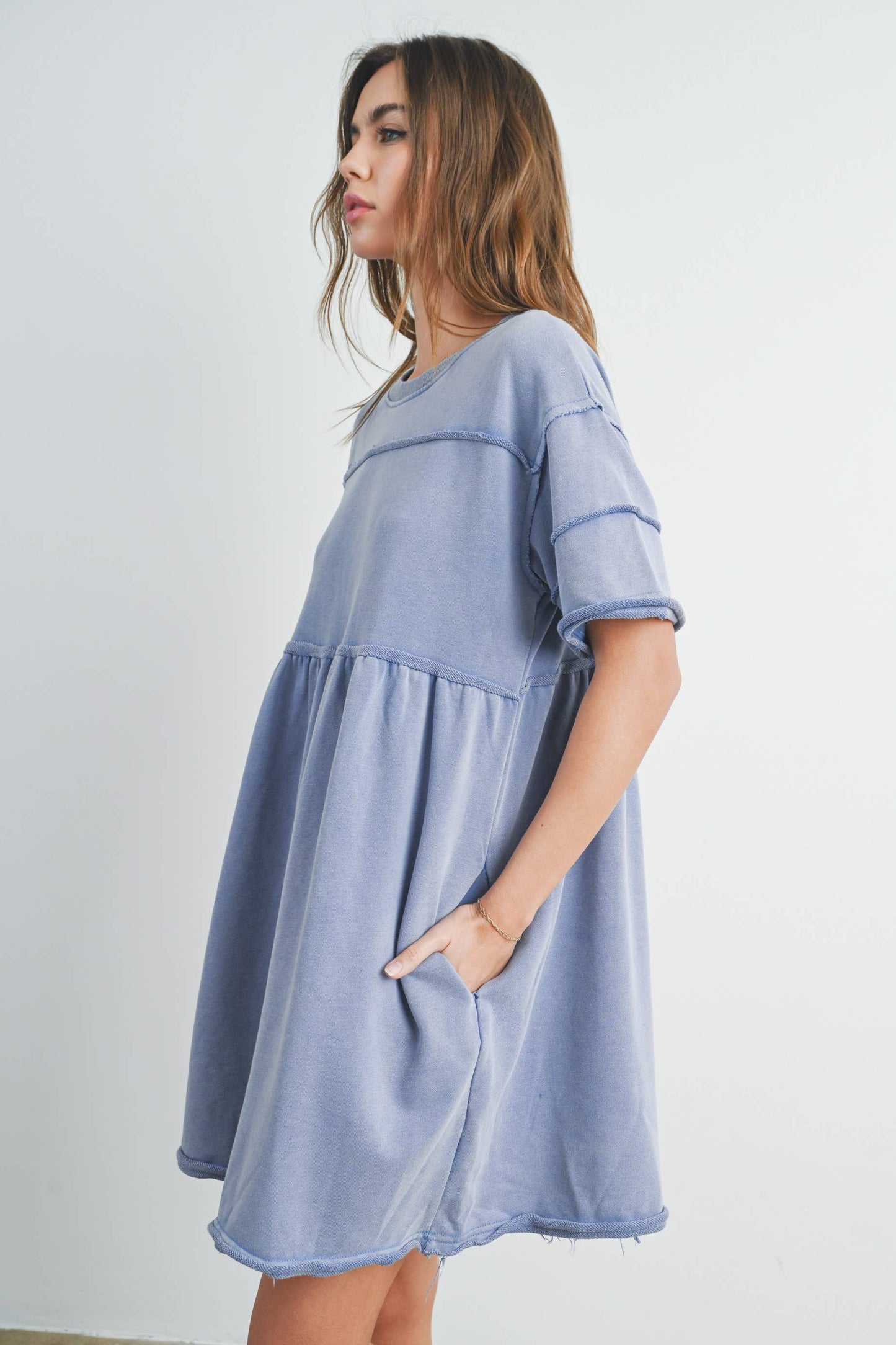Washed French Terry Short Sleeve Dress