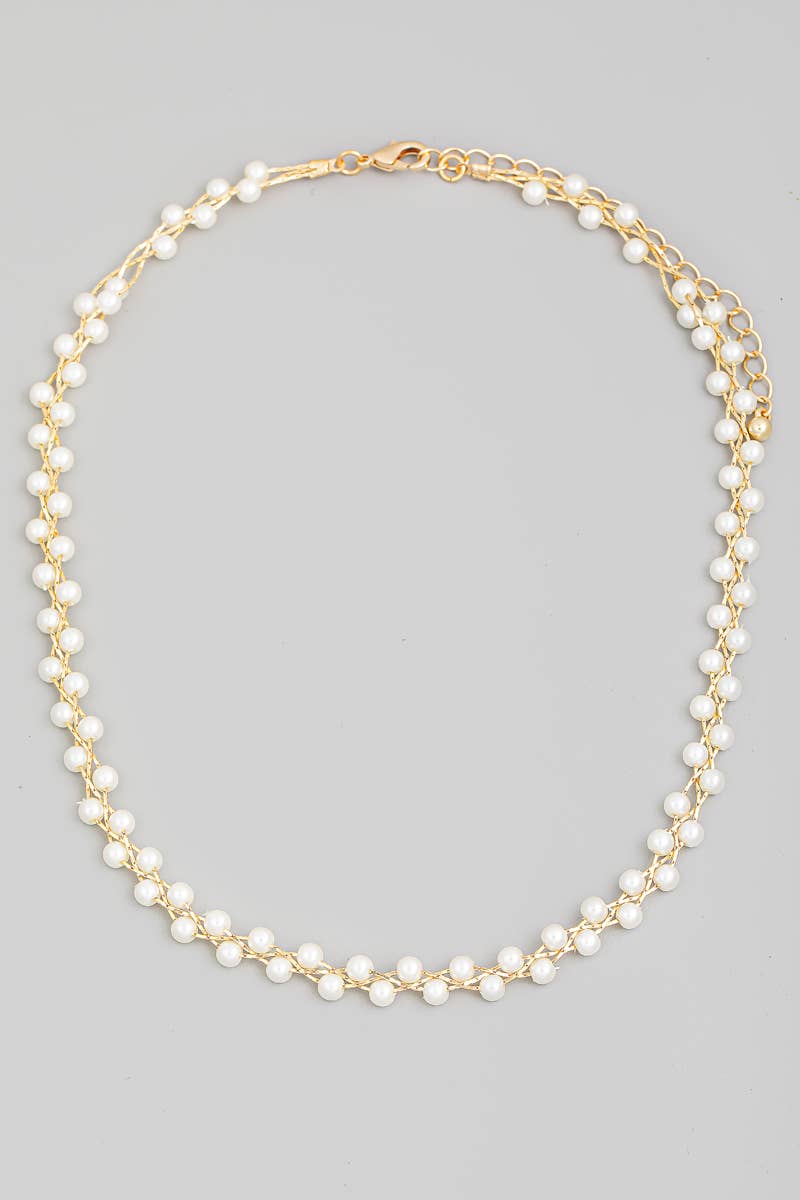 Braided Pearl Chain Necklace