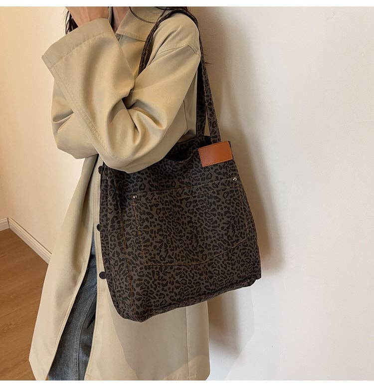 Leopard Print Shoulder Bag Large Capacity Tote
