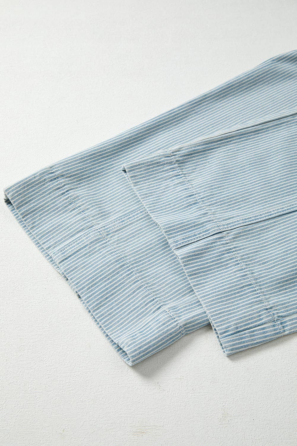 Stripe Mid Rise Drawstring Waist Denim Jeans